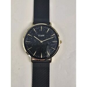 Cluse La Boheme Women's Quartz Watch Black Mesh Band Gold Case Stainless NWT